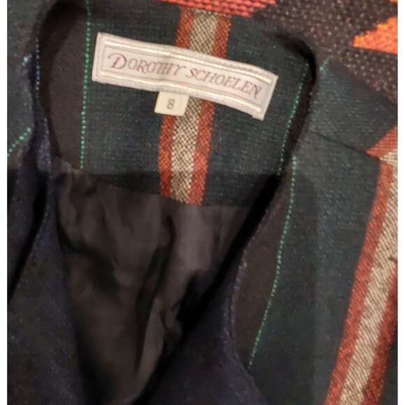 Vintage Dorothy Schoelen Striped Blazer Womens Size 8 Double-Breasted Wool Blend - Picture 2 of 9